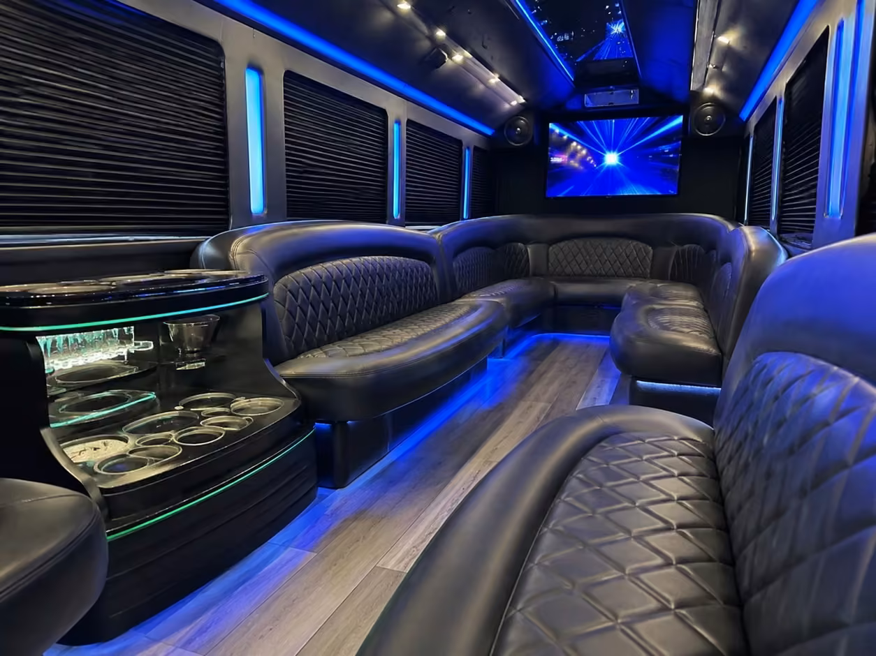 18 passenger party bus interior