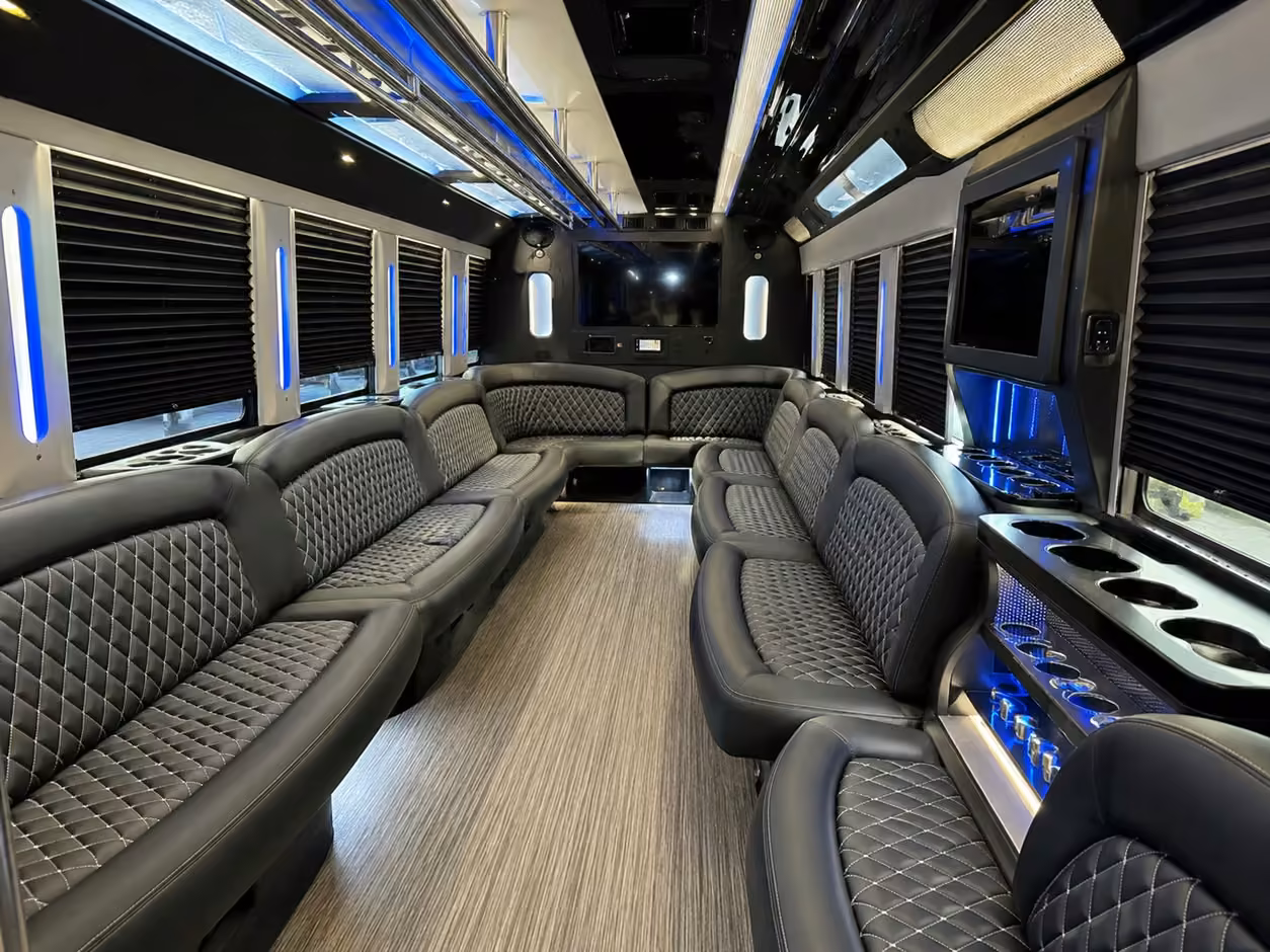 20 passenger party bus inside