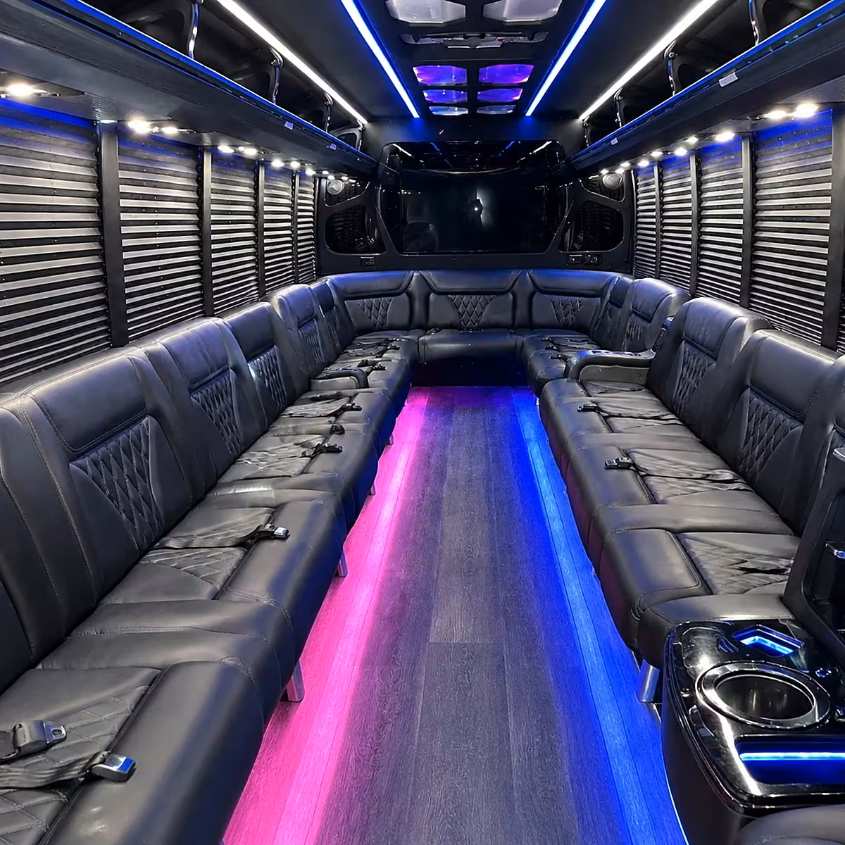 28 passenger party bus interior