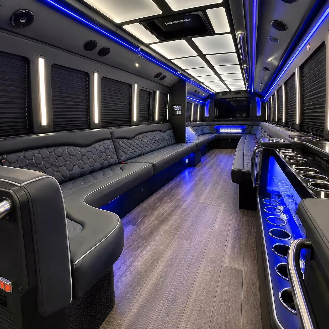 50 passenger party bus inside